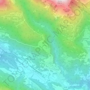 Mapa topográfico Naggio, altitude, relevo