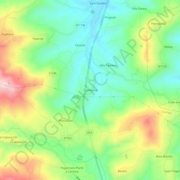 Mapa topográfico Sant'Anna, altitude, relevo
