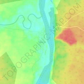 Mapa topográfico Miaria, altitude, relevo