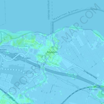 Mapa topográfico Muiden, altitude, relevo
