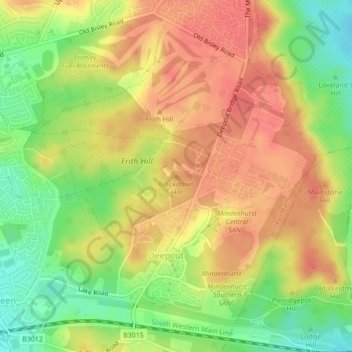 Mapa topográfico Blackdown Hill, altitude, relevo