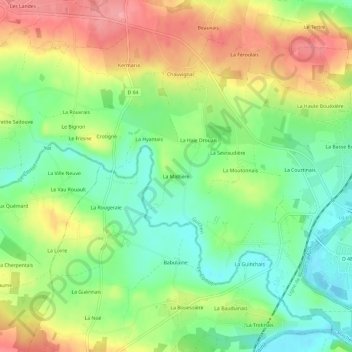 Mapa topográfico La Maltière, altitude, relevo