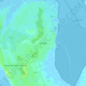 Mapa topográfico Nordby, altitude, relevo