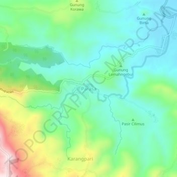 Mapa topográfico Parasa, altitude, relevo