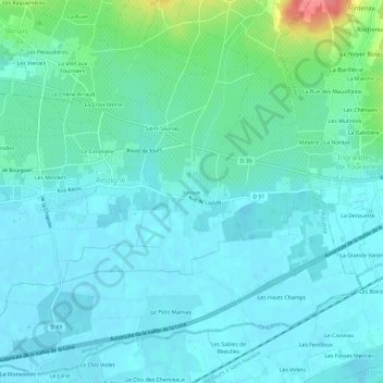 Mapa topográfico Lossay, altitude, relevo