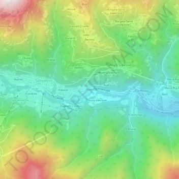 Mapa topográfico Ponte, altitude, relevo