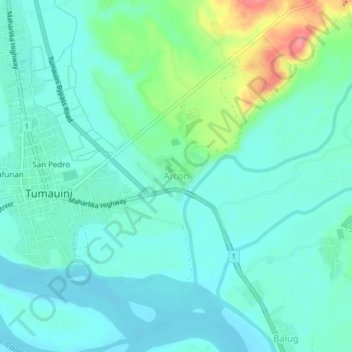 Mapa topográfico Arcon, altitude, relevo