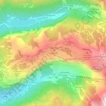 Mapa topográfico Serraussaix, altitude, relevo