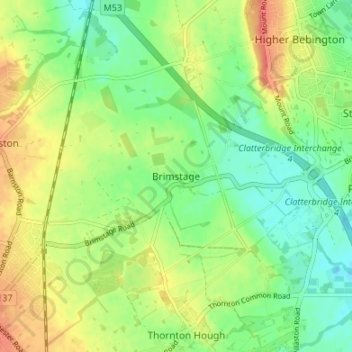 Mapa topográfico Brimstage, altitude, relevo