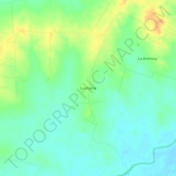 Mapa topográfico Lusitania, altitude, relevo