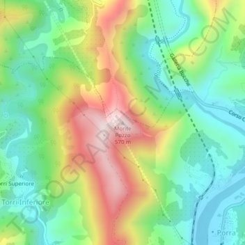 Mapa topográfico Monte Pozzo, altitude, relevo