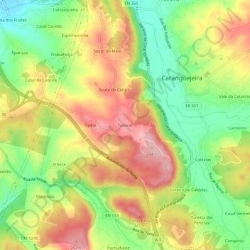Mapa topográfico Tubaral, altitude, relevo
