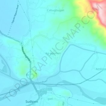 Mapa topográfico Ag-aguman, altitude, relevo