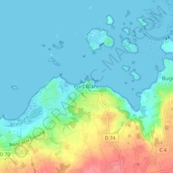 Mapa topográfico Port Blanc, altitude, relevo