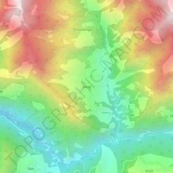 Mapa topográfico Sorag, altitude, relevo
