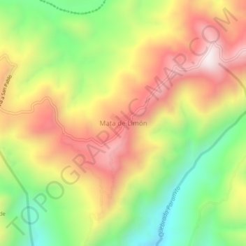 Mapa topográfico Mata de Limón, altitude, relevo