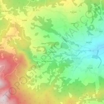 Mapa topográfico Rocchetta, altitude, relevo