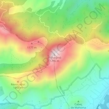 Mapa topográfico el Maigmó, altitude, relevo