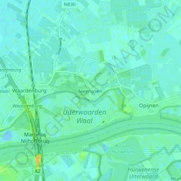 Mapa topográfico Neerijnen, altitude, relevo