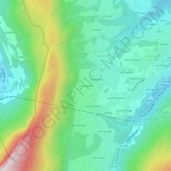 Mapa topográfico La Fougère, altitude, relevo