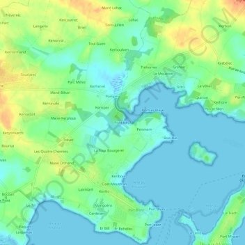 Mapa topográfico Pont Neuf, altitude, relevo