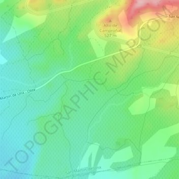 Mapa topográfico Artal, altitude, relevo