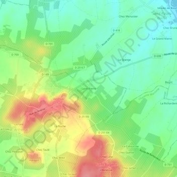 Mapa topográfico Saint-Pierre, altitude, relevo