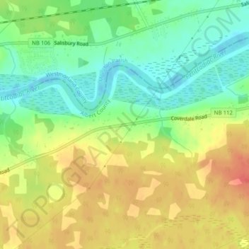 Mapa topográfico Upper Coverdale, altitude, relevo