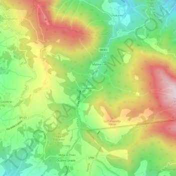 Mapa topográfico Fontanelle, altitude, relevo