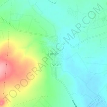 Mapa topográfico Santillán, altitude, relevo