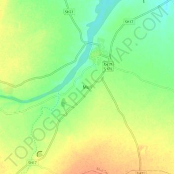 Mapa topográfico Muli, altitude, relevo
