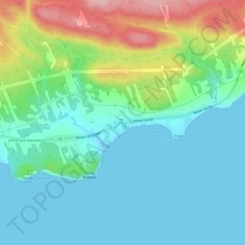 Mapa topográfico Gascons, altitude, relevo