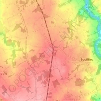 Mapa topográfico Lan Bouillon, altitude, relevo