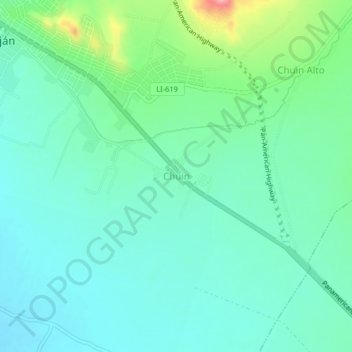 Mapa topográfico Chuin, altitude, relevo