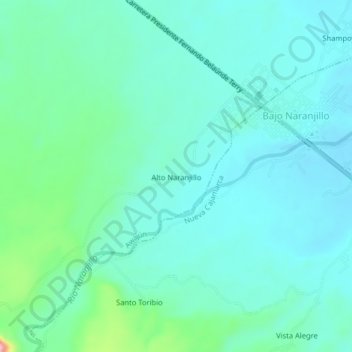 Mapa topográfico Alto Naranjillo, altitude, relevo