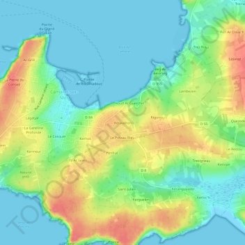 Mapa topográfico Keraudren, altitude, relevo