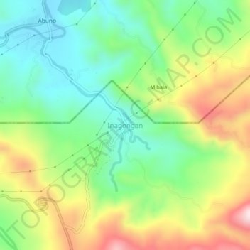 Mapa topográfico Inagongan, altitude, relevo