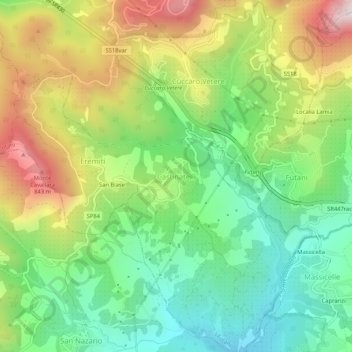 Mapa topográfico Castinatelli, altitude, relevo