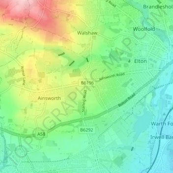 Mapa topográfico Starling, altitude, relevo