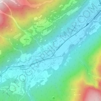 Mapa topográfico Monclassico, altitude, relevo
