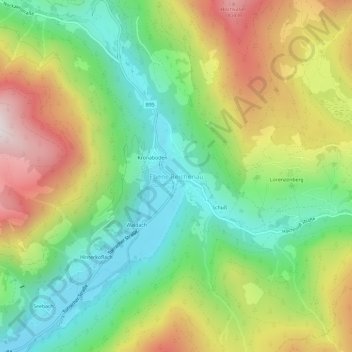 Mapa topográfico Ebene Reichenau, altitude, relevo