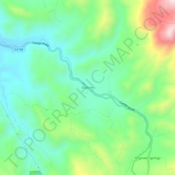 Mapa topográfico Dulzura, altitude, relevo