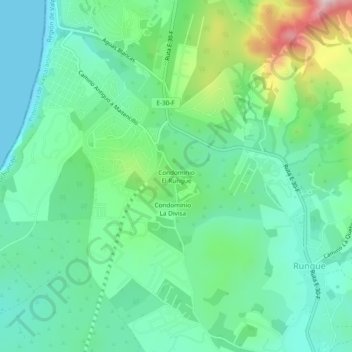 Mapa topográfico Condominio El Rungue, altitude, relevo