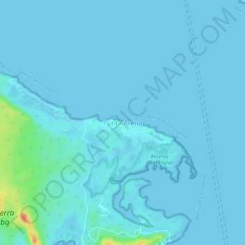 Mapa topográfico Punta Arena, altitude, relevo