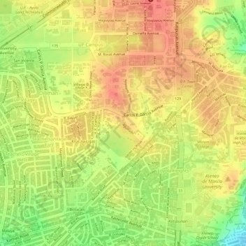 Mapa topográfico Purok Aguinaldo, altitude, relevo