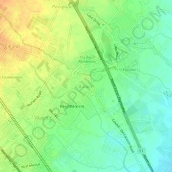 Mapa topográfico Bulaon, altitude, relevo
