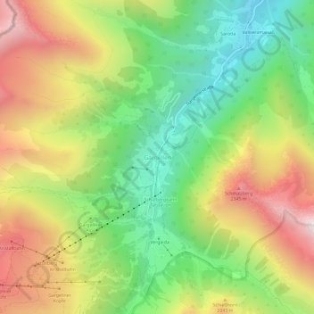 Mapa topográfico Gargellen, altitude, relevo