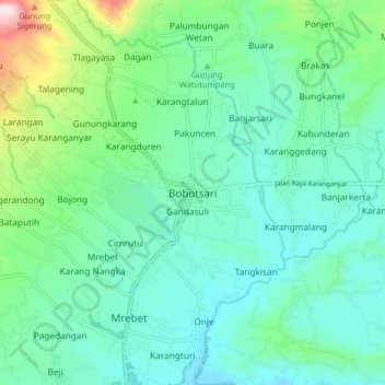 Mapa topográfico Bobotsari, altitude, relevo