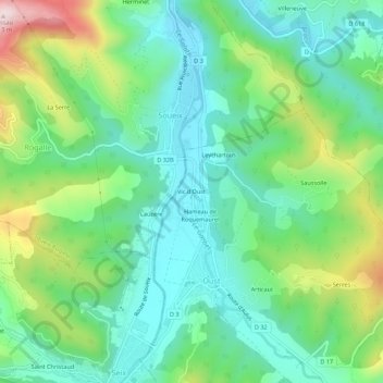 Mapa topográfico Vic d'Oust, altitude, relevo