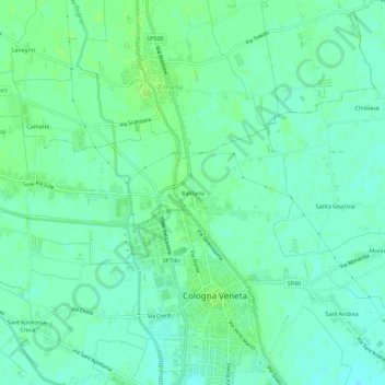 Mapa topográfico Baldaria, altitude, relevo
